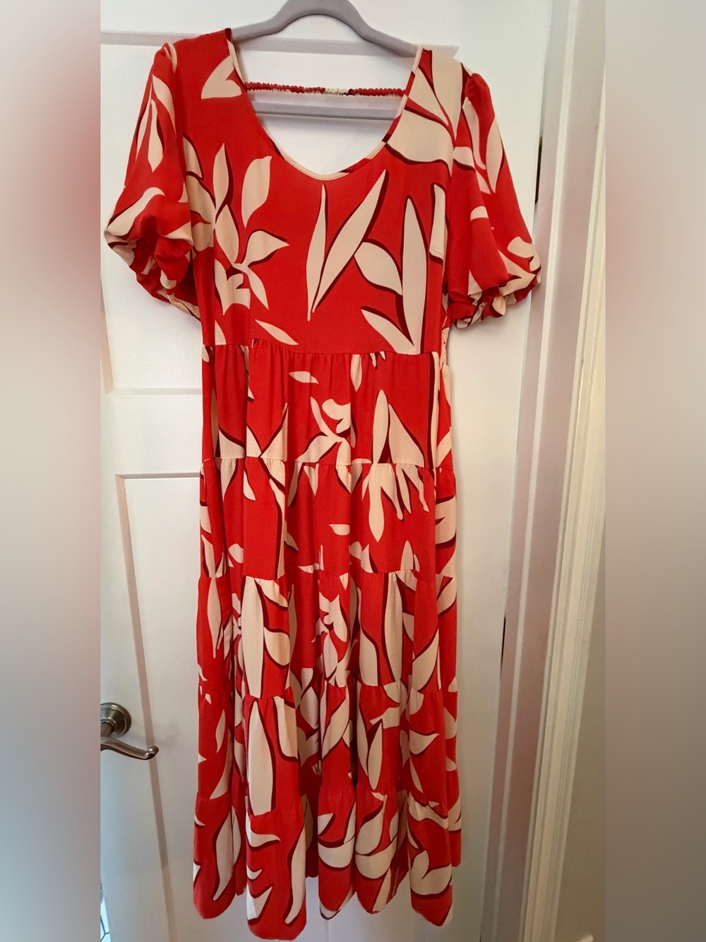 Orange and Cream Floral Tiered Maxi Dress